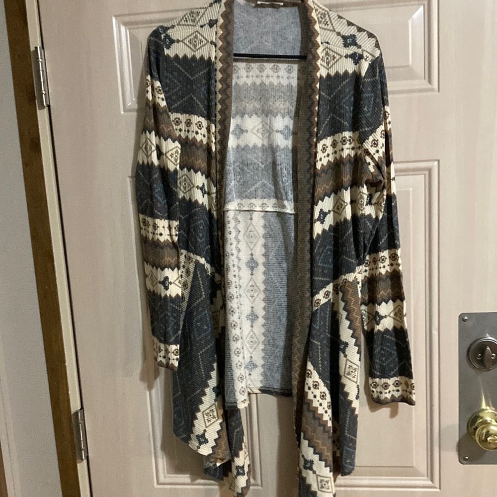 Patterned Open Front Cardigan